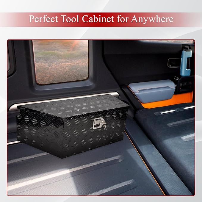 39''Inch Aluminum Trailer Tongue Tool Box Truck Bed Toolbox Truck Trailer Chest Box Underbody Storage Organizer Waterproof Square Storage Organizer w/Lock & Keys Black(39" Lx16.5 Wx12 H)