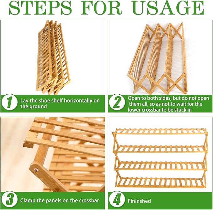 Choclaif Free Standing Shoe Racks for Closet, Shoe Shelf Bamboo Shoe Rack for Bedroom, Entryway Hallway Closet Living Room Organizer(5 Tier)