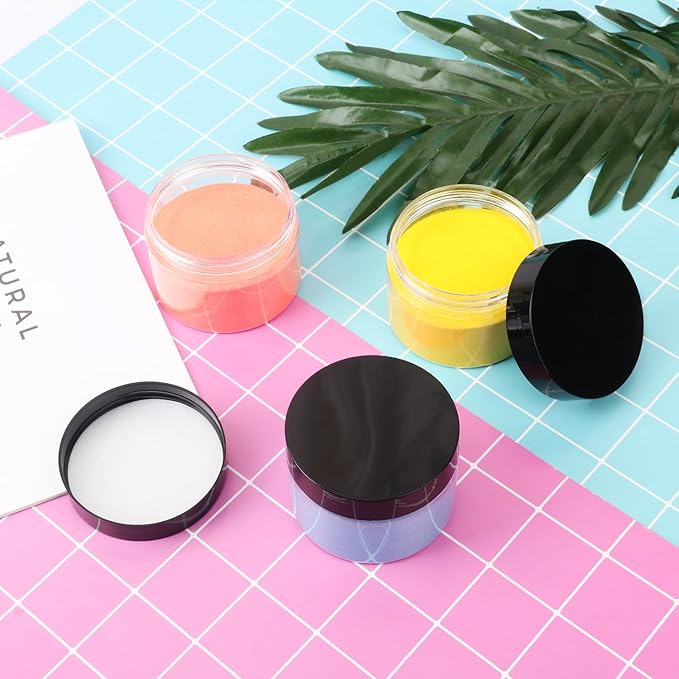 80 Packs 4 OZ Transparent Plastic Jars with black Lids, Body Butter Containers, Cosmetic Containers jars for Kitchen Ingredients, beads, sequins, Lotion, Cream, DIY Crafts and More by KUKLIPJIM.