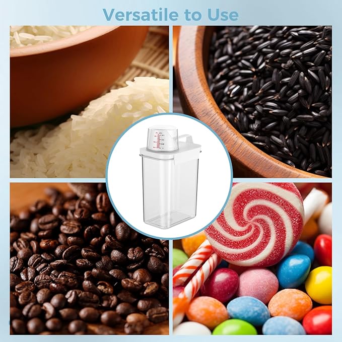3 PCS Liquid Laundry Detergent Dispensers, 61oz Laundry Bead Dispenser, Clear Airtight Fabric Softener Container, Liquid Detergent Box for Laundry Room Organization and Storage with Measuring Cup