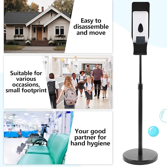 Blulu 2 Pack Manual Hand Sanitizer Dispenser with Stand and Drip Catcher and Refillable Bottle Stand Sanitizing Station for Restaurants, Schools, Churches