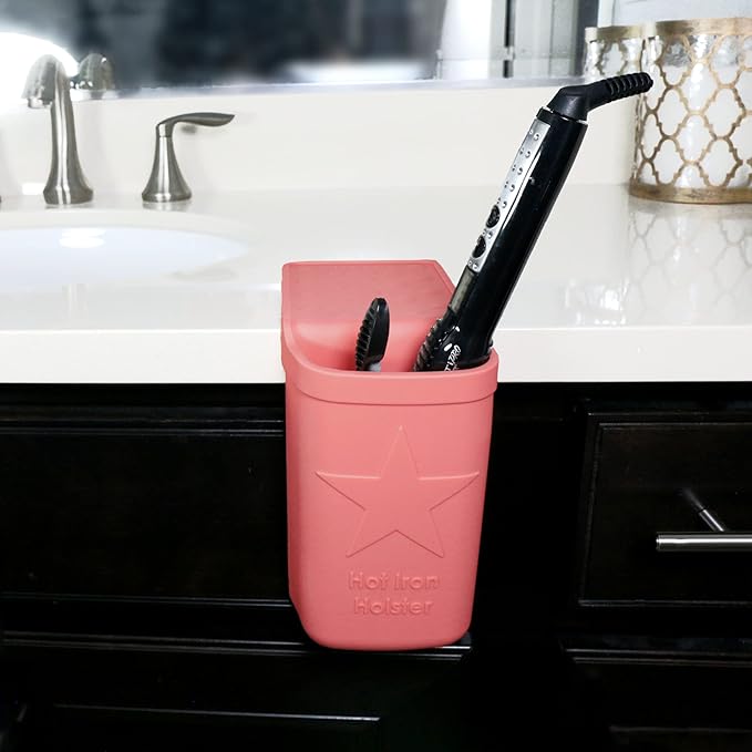 Hot Iron Holster | Adhesive-Free Silicone Storage Pocket for Organization and Travel | Heat Resistant to 500°F | Ideal for Curling Irons, Hair Straighteners, and other Hot Tools