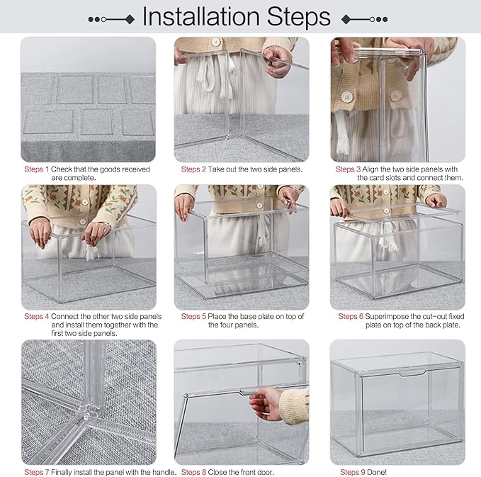 4 Packs Clear Plastic Handbag Storage Organizer for Closet, Large Acrylic Display Box forPurse and Handbag, Stackable Storage Boxes Bag Organizer with Magnetic Door for Purse Clutch Wallet Book