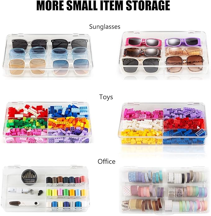 BOPai Acrylic Sunglasses Organizer with Lid, Stackable Glasses Storage Organizer - 2 Pack