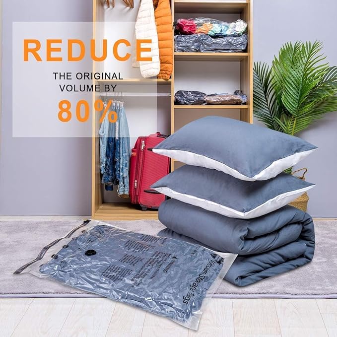 10 Jumbo Vacuum Storage Bags with Electric Pump, Space Saver Bag for Clothes, Mattress, Blanket, Duvets, Pillows, Comforters, Travel