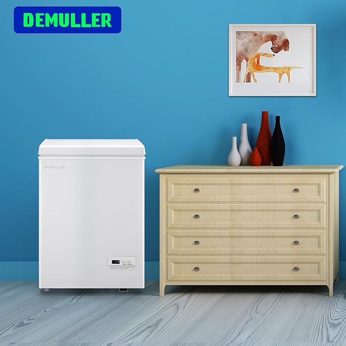 3.5 Cu.ft Chest Freezer with Electronic Panel, Accurate Temperature Display to 1 ℉, White Deep Freezing Machine with 2 Removable Baskets, Compact Size for Any Space