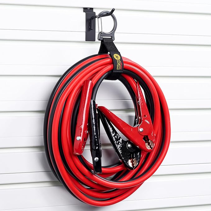 Wrap-It Storage Quick Clips - 14" (3-Pack) Black - Cable Straps With a Metal Clip to Use as an Extension Cord Organizer or Garden Hose Holder