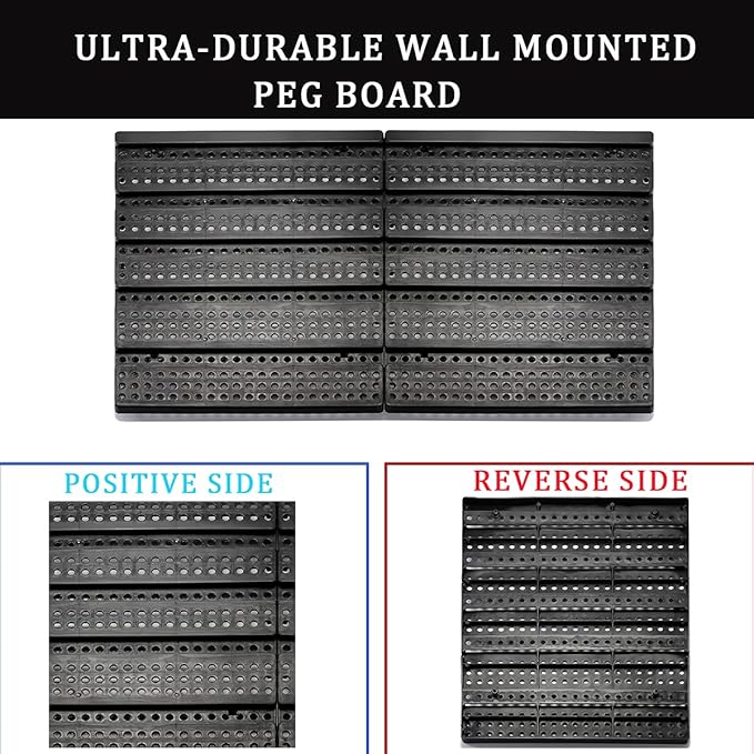 Wall Mounted Storage Bins Parts Rack 4 Colors Bin Organizer Garage Plastic Shop Tool, Garage Organizers and Storage (Style-Classic) 50.4"*32.4"