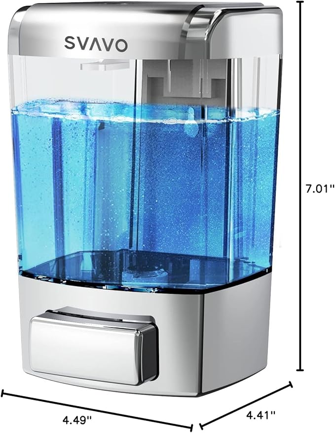 SVAVO Wall Mounted Soap Dispenser Kitchen Bathroom Manual Soap Dispenser Refillable Hand soap Dispenser for Liquid Contianers Shampoo Gel Chamber for Household Commerical 23.7oz (700ml) ABS