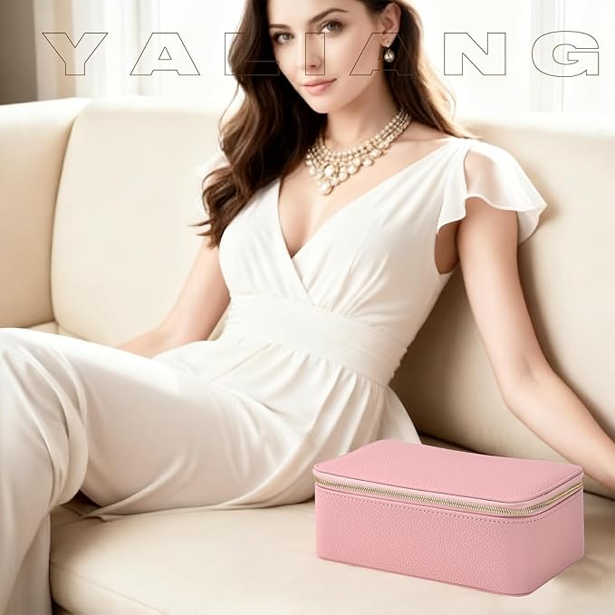 Travel Jewelry Box,Jewelry Travel Organizer for Women Girl,Travel Jewelry Case with 12pcs Velvet Jewelry Pouches for Necklaces Rings Earrings Sorting Storage(Pink, 12)
