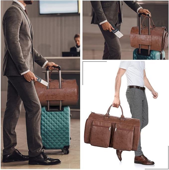 seyfocnia Convertible Travel Garment Bag,Carry on Garment Duffel Bag for Men Women - 2 in 1 Hanging Suitcase Suit Business Travel Bag