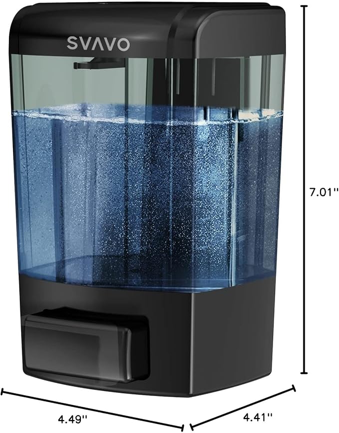 SVAVO Wall Mounted Soap Dispenser Kitchen Bathroom Manual Soap Dispenser Refillable Hand soap Dispenser for Liquid Contianers Shampoo Gel Chamber for Household Commerical 23.7oz (700ml) ABS