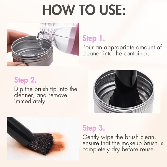 Makeup Brush Cleaner, Easily Remove Stubborn Makeup, Dirt & Impurities from Makeup Brushes, Rinse-Free & Quick Drying & Vegan & Cruelty-Free(500ml/16.9 fl oz)