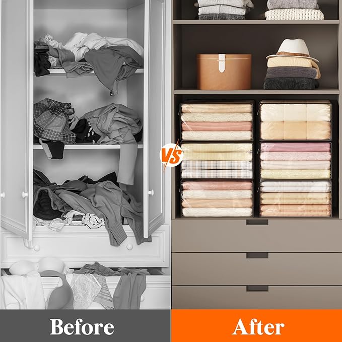 Lifewit 36L Clear Sheet Storage Bags with Zipper 3 Pack, Plastic Sweater Storage Bins for Clothing, Vinyl Foldable Clothes Containers Organizers for Closet, Blankets, Bedding 17.7 x 15.7 x 7.9 Inch