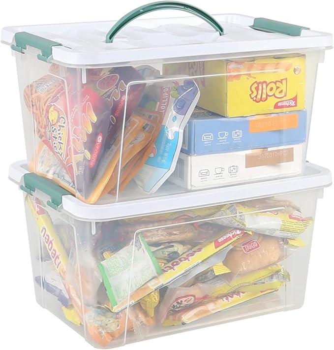 Saedy 14 Quart Plastic Storage Bin with Lid, 6 Packs Clear Latching Container Box