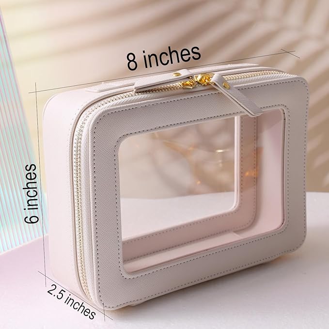 SANHECUN Toiletry bag waterproof cosmetic organizer with handle large opening for travelling car organizer (White)