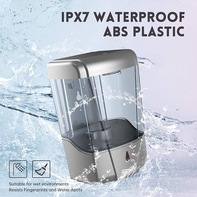 Automatic Soap Dispenser 20fl oz/600ml Touchless Wall Mount Liquid ABS Auto Hands Free Touchless Soap Dispensers Bathroom Kitchen 9031 Silver