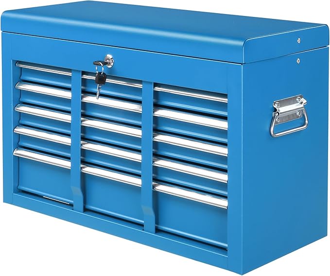 Winado 24" Portable Tool Box, 5 Drawer Tool Chest with Carry Handle, Top Case, Ball Bearing Runners, Lockable Metal Hand Toolbox for Garage, Warehouse, Repair Shop & Home, Blue
