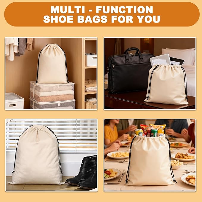 4 Pcs Shoe Travel Bags for Packing, 13.8" x 12.6" Perfect Shoe Bag for Men and Women for Travel