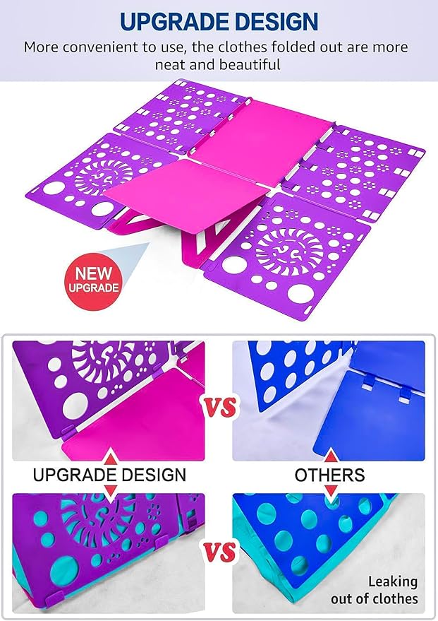 BoxLegend Version 3 Shirt Folding Board t Shirts Clothes Folder Durable Plastic Laundry folders Folding Boards Helper Tool for Adults and Children (Purple)