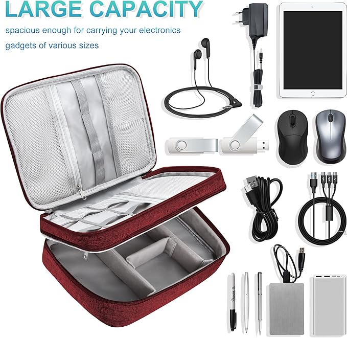 CILLA Electronics Organizer Travel, Travel Cord Organizer Case, Compact Electronics Accessories Bag for Cable, Cord, Charger, Phone