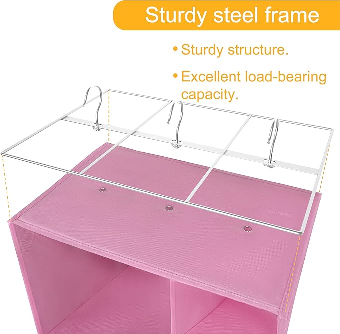 coastal rose Closet Organizers and Storage Shelves, 15 Sections Hanging Shoe Closet Storage Organizer, Space-Saving Shoe Rack Holder Hanger, Pink