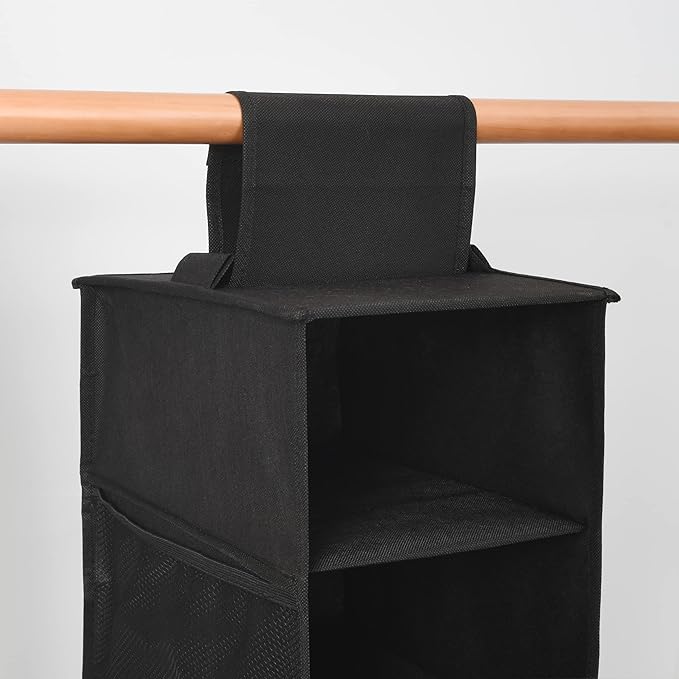 Hanging Shoe Organizer for Closet with Side Mesh Pockets,Hat Racks for Baseball Caps,Shoe and Hat Holder & Storage,8-Shelf,Black,2 Pack
