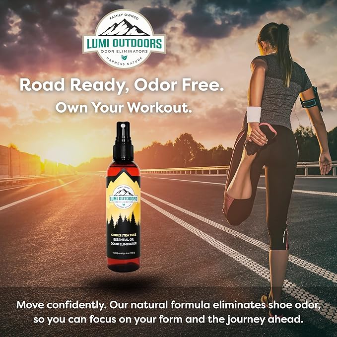 Lumi Outdoors Natural Shoe Deodorizer Spray 3 Pack Bundle - Lemon Eucalyptus, Citrus Tea Tree, Lavender Tea Tree