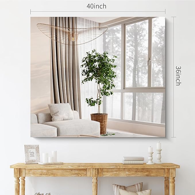 CILIBER Frameless Mirror, 36x40 inch Bathroom Mirrors for Over Sink, Large Frameless Wall Mirror, Upgraded Shatterproof Vanity Mirror with Polished Edge for Bathroom,Bedroom,Living Room and Entryway