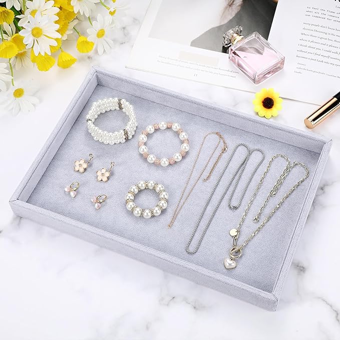 Quelay Stackable Jewelry Tray Jewelry Organizer Tray Showcase Display Empty Plate Bracelet Ring Earring Organizer