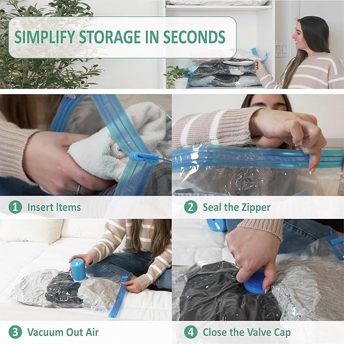 Cozy Essential 35 Pack Vacuum Storage Bags with Portable Rechargeable Wireless Portable Electric Pump, Vacuum Seal Space Saver Bags for Clothing, Pillows, Blanket, Bedding, Comforters