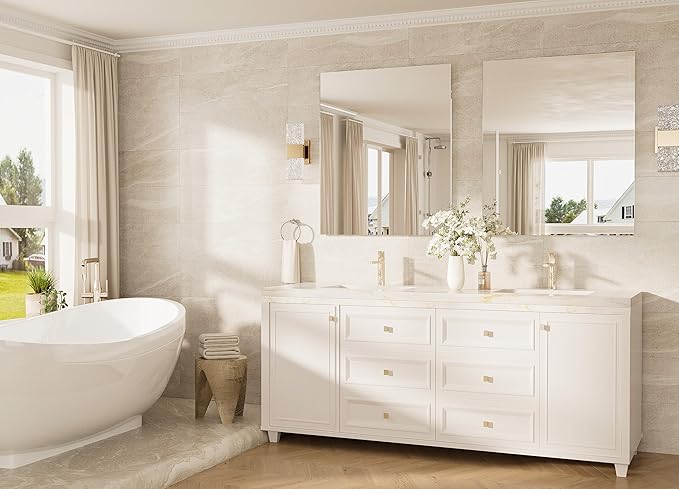 TokeShimi 30x36 Frameless Bathroom Vanity Mirrors for Over Sink, Modern Rectangle Bathroom Mirrors for Wall with Polished Edge Shatterproof Decorative Mirror for Bedroom, Living Room, Entryway