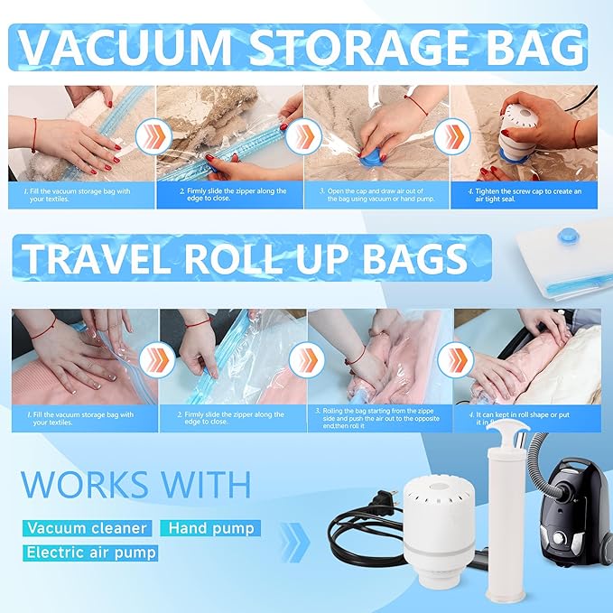 10 Pack XXL Jumbo Vacuum Storage Bags with Electric Air Pump, Space Saver Bags,Compression for Comforters and Blankets,Duvets,Pillows,Travel(47.2x35 in)