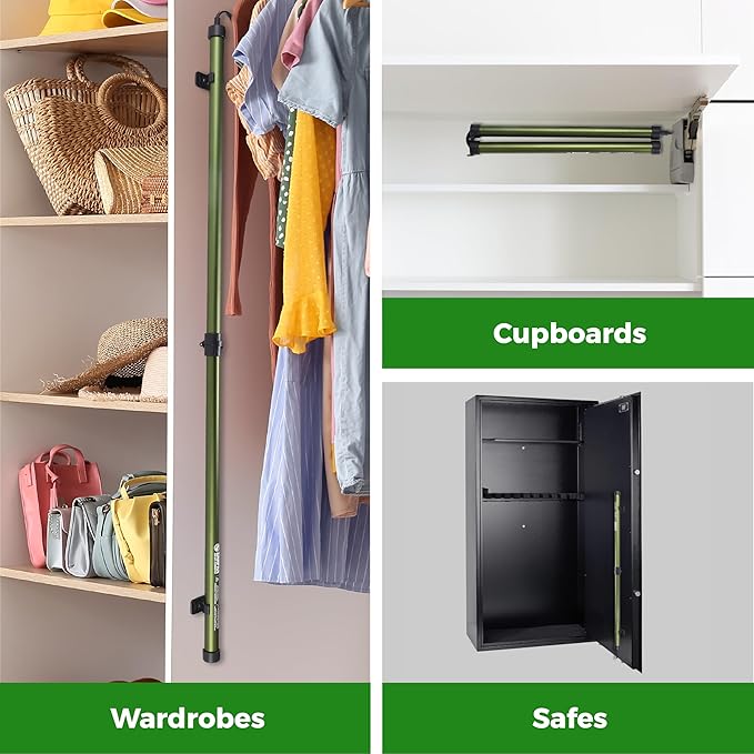 Gun Safe Dehumidifier Rod | Dehumidifier Rod For Enclosed Spaces, Gun Safe & Vault, Cabinets | Protect Valuables & Stop Humidity & Moisture | Foldable Design & 2 Mounting Brackets | 24''/61cm