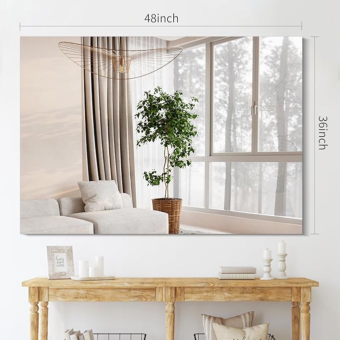 CILIBER Frameless Rectangle Mirror, 36x48 Inch Large Bathroom Mirrors for Wall Over Sink, Upgraded Shatterproof Vanity Mirror with Polished Edge for Bathroom,Bedroom,Living Room and Entryway