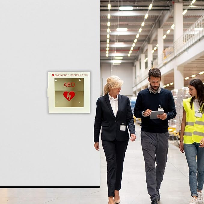 Levida AED Cabinet Wall Mount - Steel AED Defibrillator Storage Case with Clear Window Fits Univeral AEDs - First Aid Defibrillator Cabinet for Schools, Offices, Public Places (14.1 x 7" x 13.75")