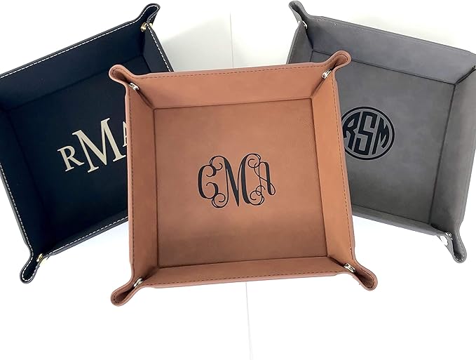 The Personal Exchange Monogram Tray Valet Jewelry Caddy (Gray with Black)