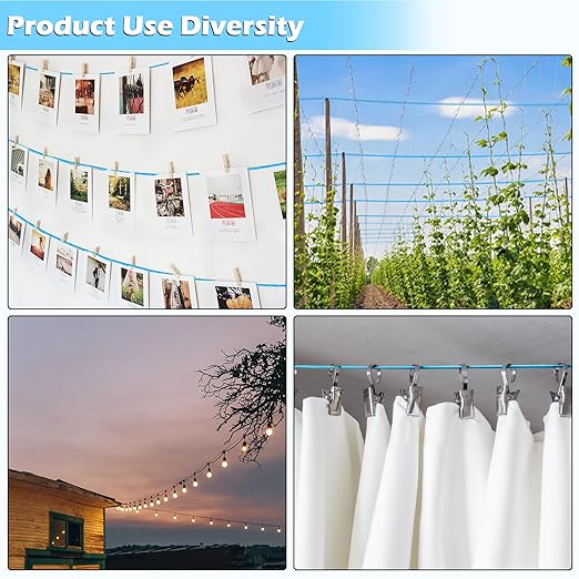 Turnbuckles for Cables Wires, 100Ft Blue PVC Coated Cable Kit, 7 × 7 Strands Core Wire Rope for Clothesline Wire for T Post/Grape Vine/String Light Hanging Kit