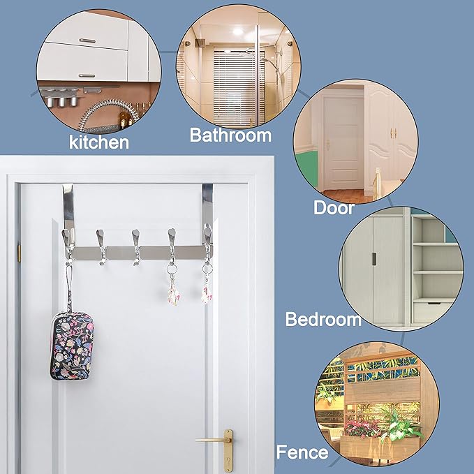 SKOLOO Over The Door Hook, Door Hanger Hooks for Hanging Clothes, Towels, Coats, Hats, Over The Door Towel Hook - Pack of 2, Bronze, Assembly Required