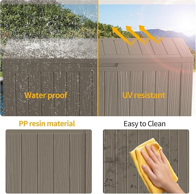 Heavy-Duty 150 Gallon Waterproof Deck Storage Boxes for Outdoor, Patio Deck Box Storage Organizer, Lockable Resin Chest for Cushions & Tools, UV-Resistant, Slate Grey