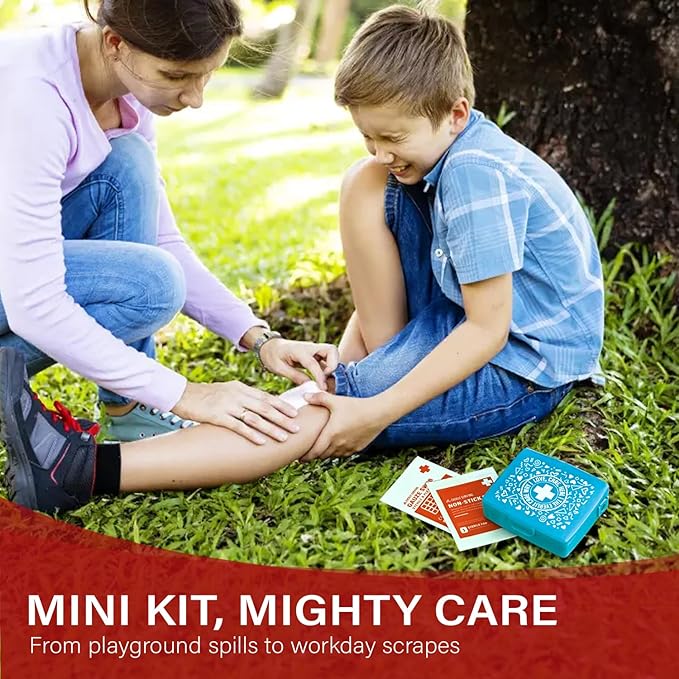 EVERLIT Pocket-Aid Mini First Aid Kit | Compact, Portable Hard-Shell Cases of 50 Items | Cuts, Scrapes, Wound Care Essentials for Travel, Outdoor, School, Camping, Home, Office (48 Packs | 2400 Pcs)