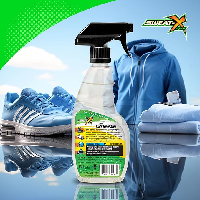 SweatX Extreme Odor Spray - Multipurpose No-Wash Deodorizer - Ideal for Shoes and Gym Clothing - Victory Scent (16 fl oz)