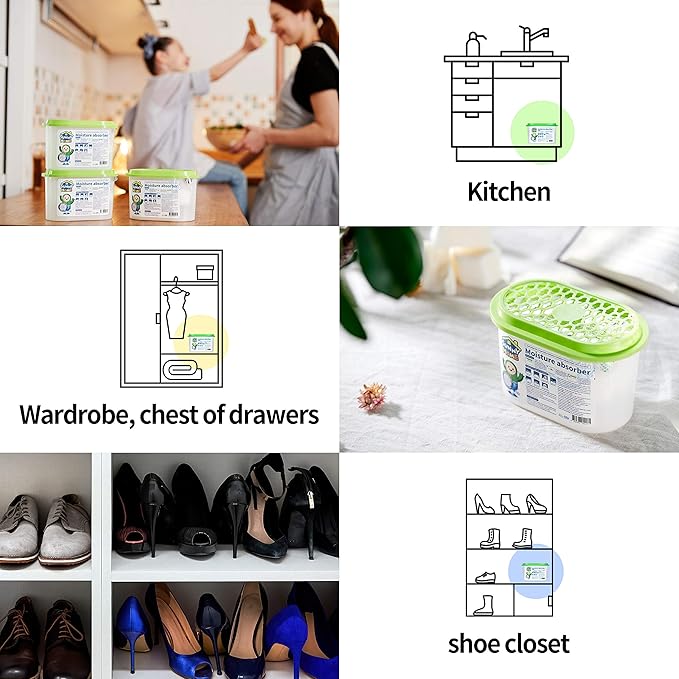 JOYLIFE Sunny Home (24 Pack) Moisture Absorbers 9.17oz, Unscented, Odor Eliminator, Dehumidifier and Deodorizer for Closet, Bathroom, Kitchen in Home & RVs.