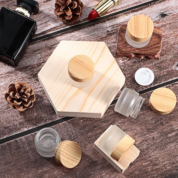 Geiserailie 100 Pieces Glass Cosmetic Containers Empty Sample Jars with Leak Proof Lids Makeup Sample Containers for Lotion Cream Cosmetic (5 Gram)