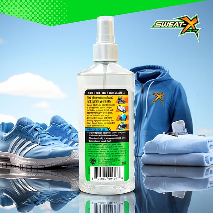SweatX Extreme Odor Spray - Multipurpose No-Wash Deodorizer - Ideal for Shoes and Gym Clothing - Victory Scent (8 fl oz)