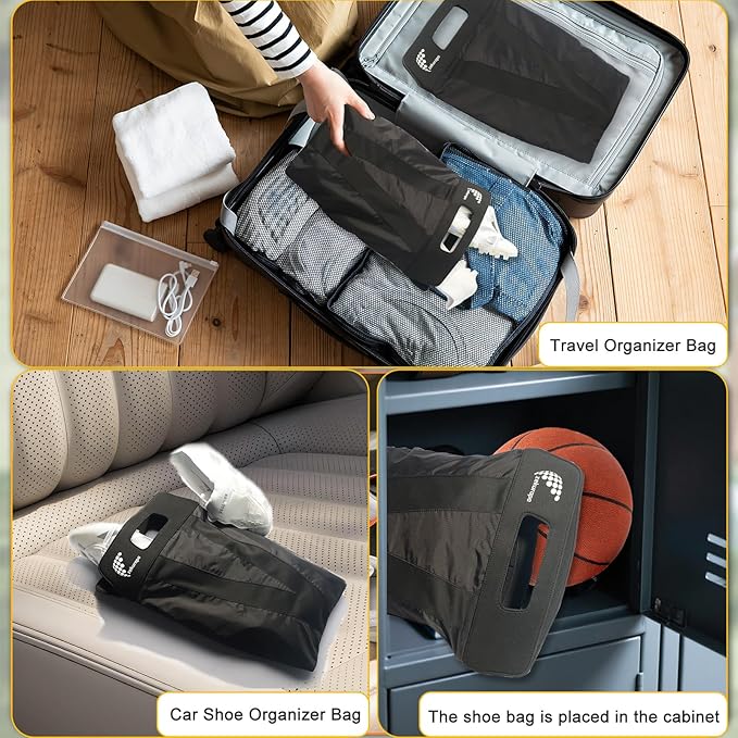 Shoe Bag,Shoe Bags for Travel,Golf Shoe Bag,Cleat Bags for Sports Smell Proof,New Upgraded Waterproof, Anti-odor, Remove odor(Double magnetic closure design)