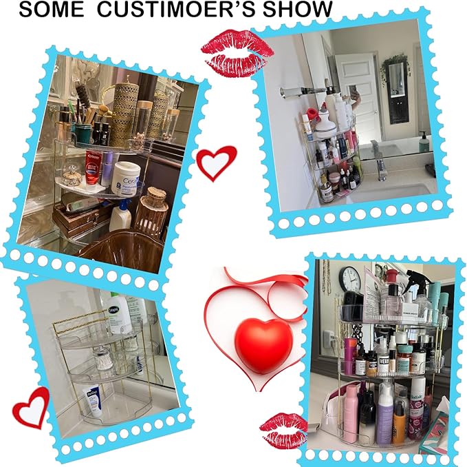 FELIZHOUSE 2-Tier Makeup Organizer for Vanity & Bathroom Countertop – Acrylic Storage Shelf with Perfume Tray & Makeup Brush Holder, Tool-Free Installation, Design for Bathroom & Dresser - Grey