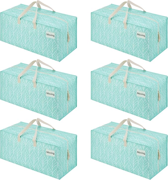 VENO 6 Pack Heavy Duty Moving Bags with Backpack Straps, Zippers & Handles, Extra Large Packing Bags for College Dorm Essentials, Moving Supplies Alternative to Cardboard Moving Boxes