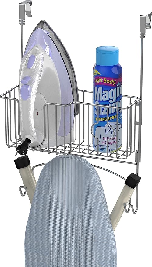 Simple Houseware Over-The-Door/Wall-Mount Ironing Board Holder, Chrome