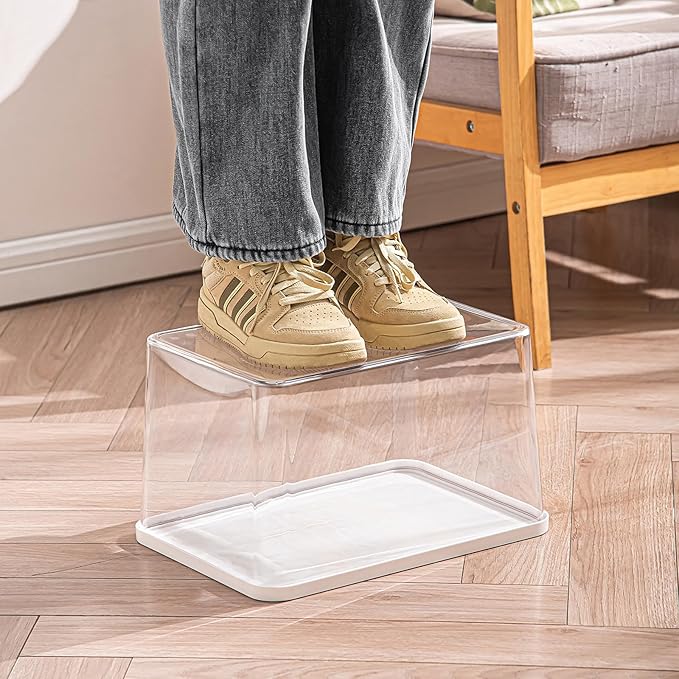Clear plastic storage bins with LIDS,storage containers for snacks, cosmetics, books, dog food, Storage Organizer for Nursery,Kitchen, Living room,Bedroom, Bathroom, Office (Clear-White Lid, 3XL)